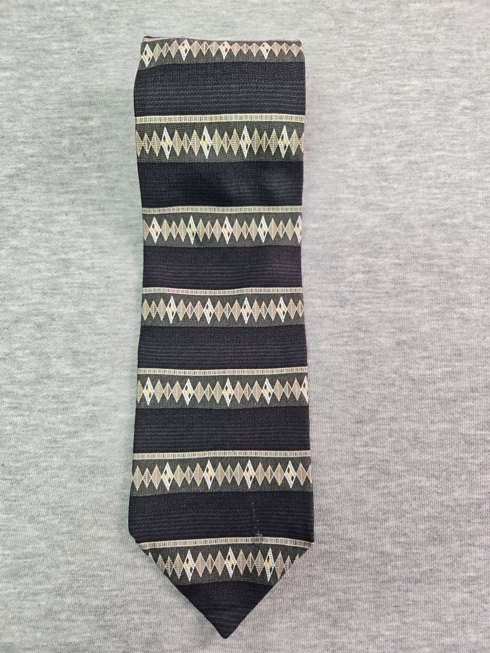 Allyn Saint George Tie Mens One Size Gray Geometric Silk Woven Classic Width
